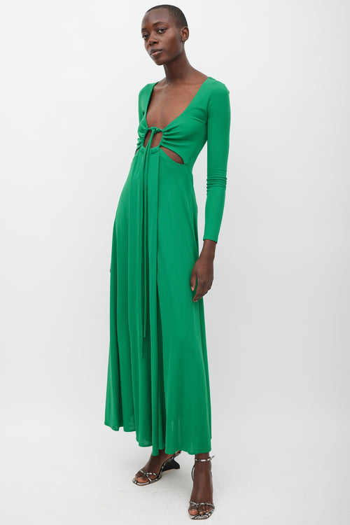 Proenza Schouler Green Cut Out Halter Dress