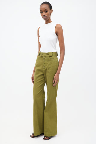 Proenza Schouler Green High Waist Flared Pant