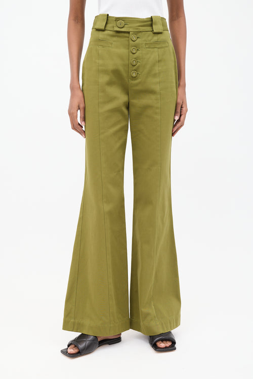 Proenza Schouler Green High Waist Flared Pant