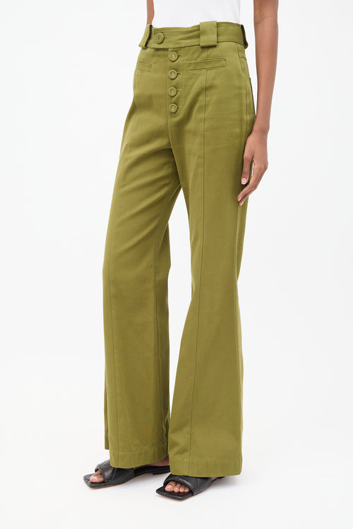 Proenza Schouler Green High Waist Flared Pant