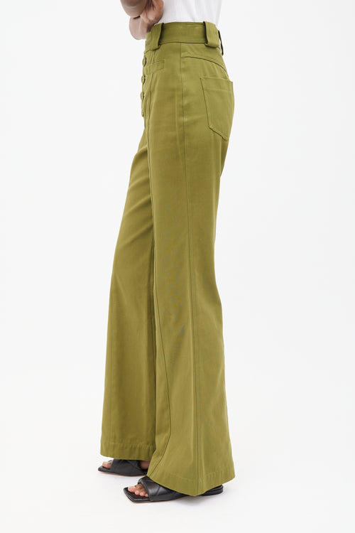 Proenza Schouler Green High Waist Flared Pant