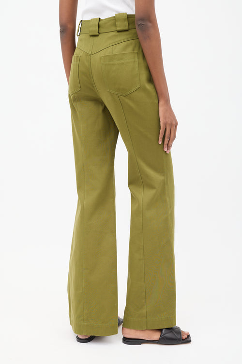 Proenza Schouler Green High Waist Flared Pant