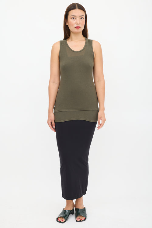 Proenza Schouler Green Layered Crepe Tank