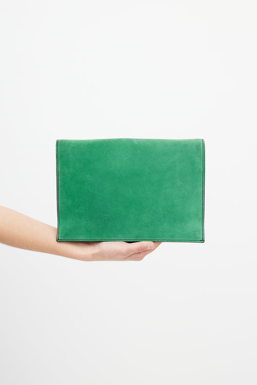 Proenza Schouler Green Suede Crochet Trim Clutch