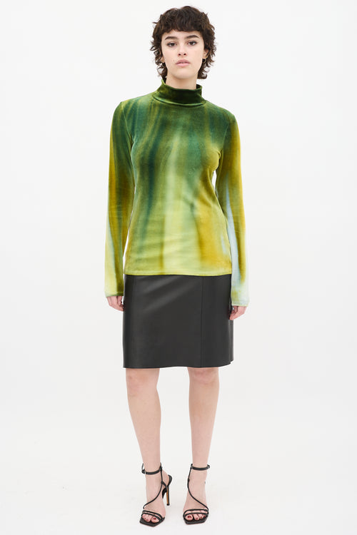 Proenza Schouler Green 
Yellow Velvet Tie Dye Top