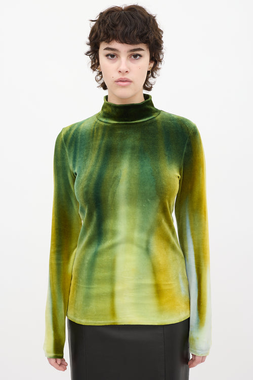 Proenza Schouler Green 
Yellow Velvet Tie Dye Top