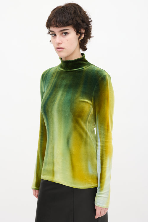 Proenza Schouler Green 
Yellow Velvet Tie Dye Top