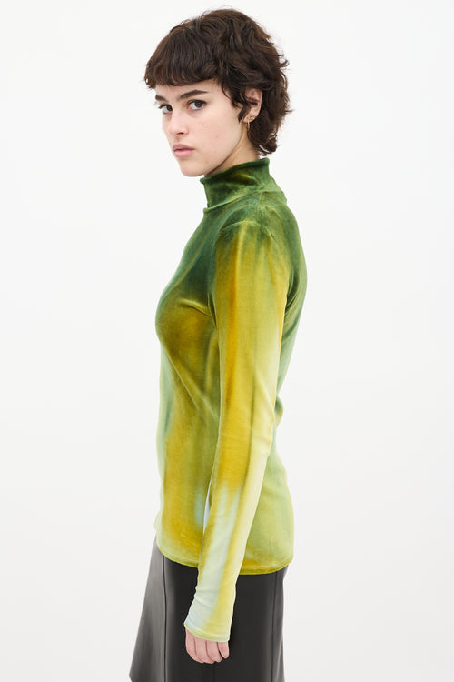 Proenza Schouler Green 
Yellow Velvet Tie Dye Top