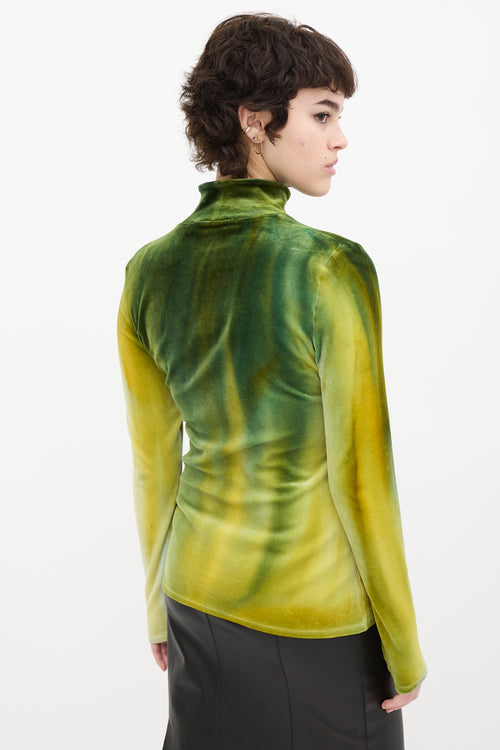 Proenza Schouler Green 
Yellow Velvet Tie Dye Top