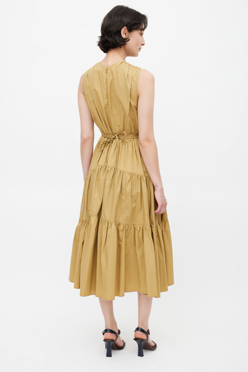 Proenza Schouler Khaki Brown Drawstring Ruched Midi Dress