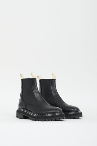 Proenza Schouler Black Leather Contrast Stitch Chelsea Boot