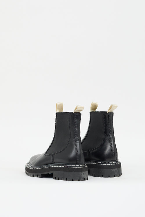 Proenza Schouler Black Leather Contrast Stitch Chelsea Boot