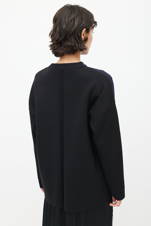 Proenza Schouler Navy 
Black Cut Out Fringe Sweater