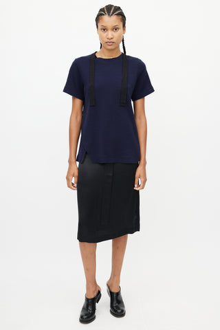 Proenza Schouler Navy 
Black Wool Tie Top