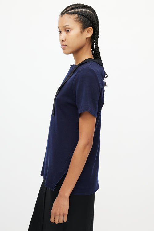 Proenza Schouler Navy 
Black Wool Tie Top