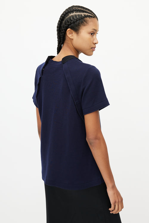 Proenza Schouler Navy 
Black Wool Tie Top