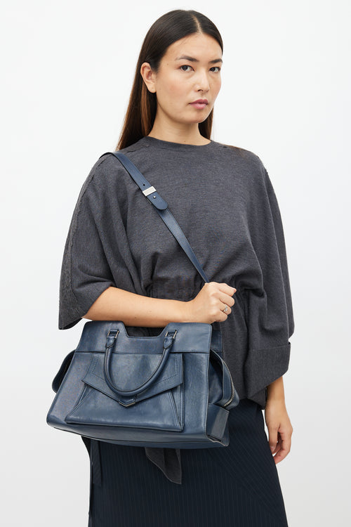 Proenza Schouler Navy Leather PS13 Shoulder Bag