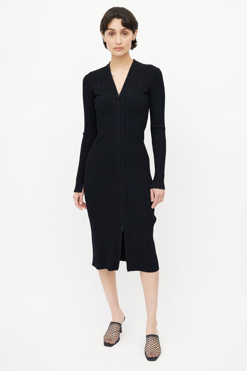 Proenza Schouler Navy Ribbed Knit Zip Dress