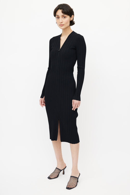 Proenza Schouler Navy Ribbed Knit Zip Dress