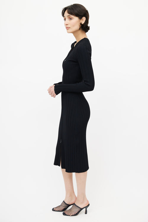 Proenza Schouler Navy Ribbed Knit Zip Dress