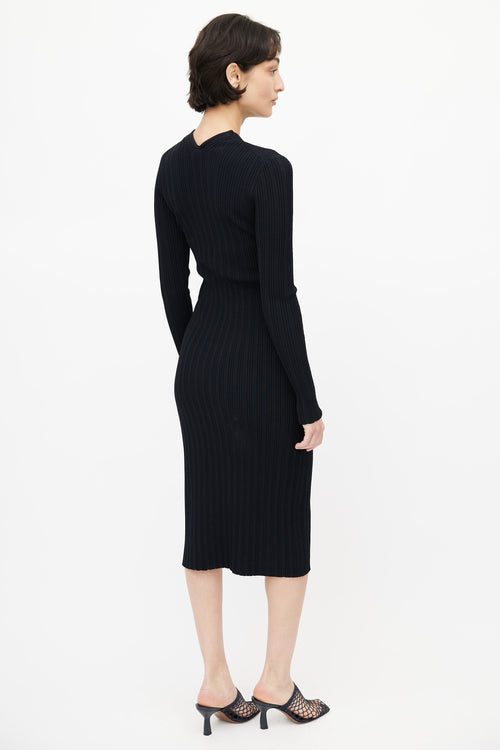 Proenza Schouler Navy Ribbed Knit Zip Dress