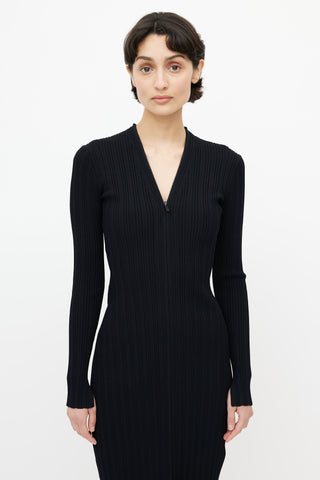 Proenza Schouler Navy Ribbed Knit Zip Dress