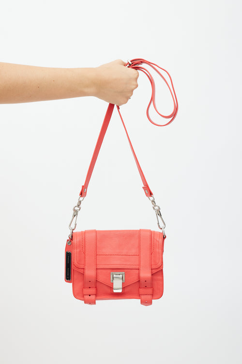 Proenza Schouler Red 
Silver Leather PS1 Mini Bag