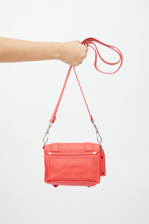 Proenza Schouler Red 
Silver Leather PS1 Mini Bag