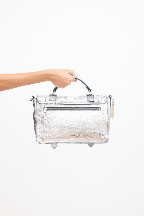 Proenza Schouler Silver Textured Leather PS1 Satchel Bag