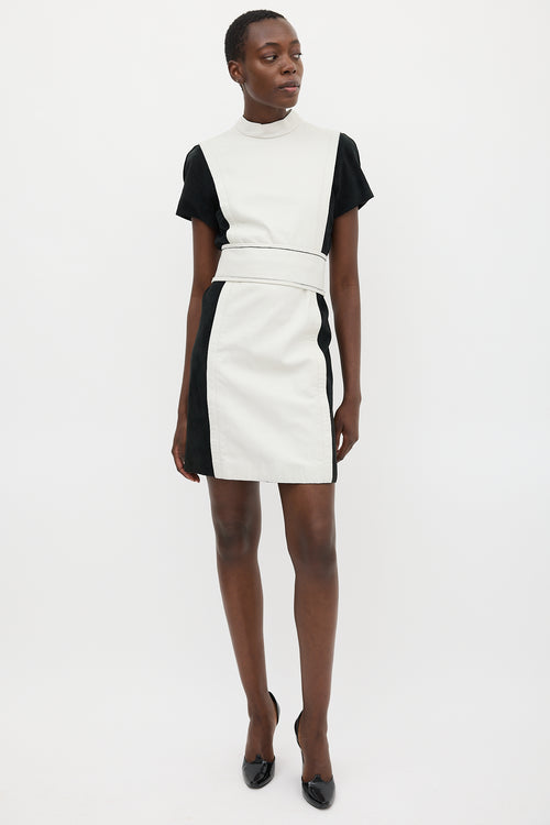 Proenza Schouler White 
Black Leather Belted Dress