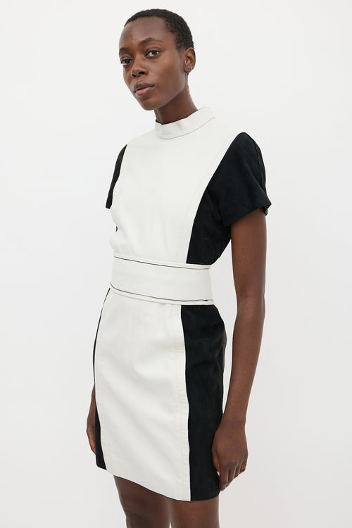 Proenza Schouler White 
Black Leather Belted Dress