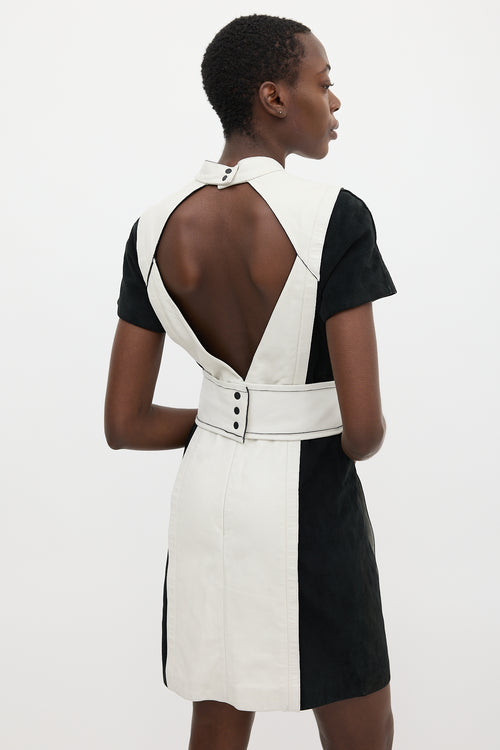 Proenza Schouler White 
Black Leather Belted Dress