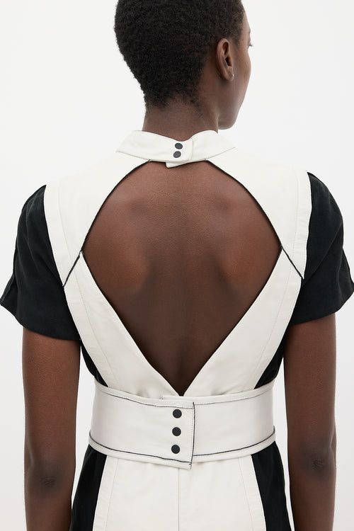 Proenza Schouler White 
Black Leather Belted Dress