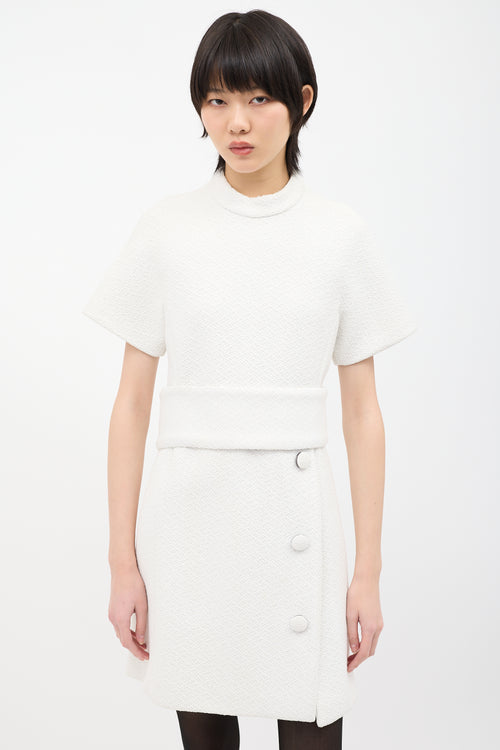 Proenza Schouler White Boucle Open Back Dress