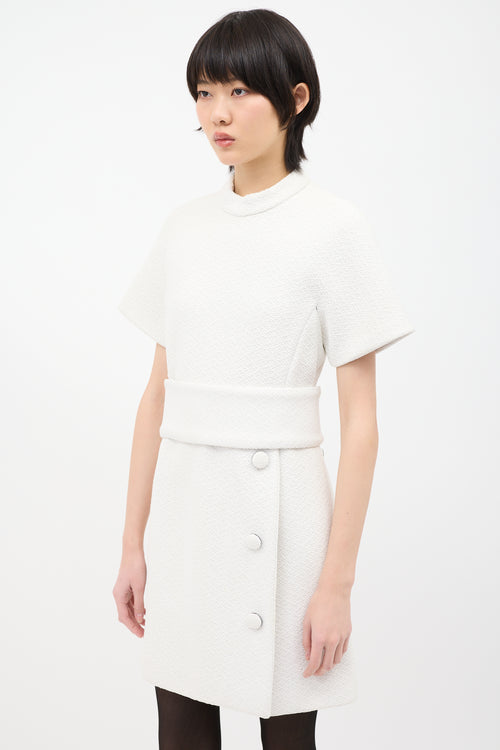 Proenza Schouler White Boucle Open Back Dress