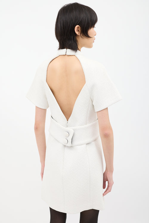 Proenza Schouler White Boucle Open Back Dress