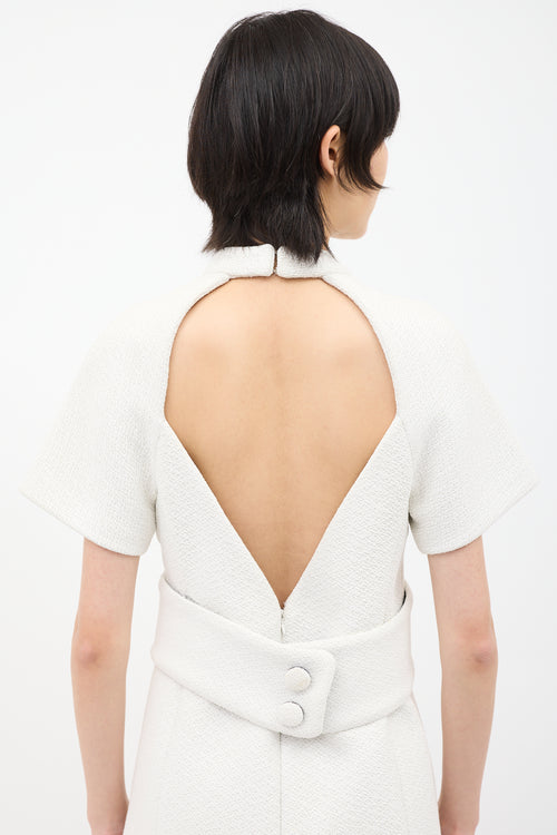 Proenza Schouler White Boucle Open Back Dress