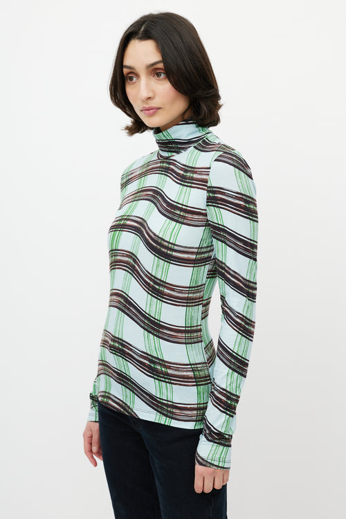 Proenza Schouler White Label Blue 
Multi Checked Turtleneck