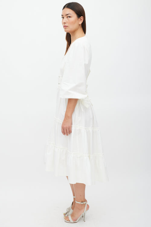 Proenza Schouler White Tiered Belted Ruffled Dress