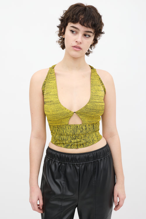 Proenza Schouler Yellow 
Black Heathered Criss Cross Top