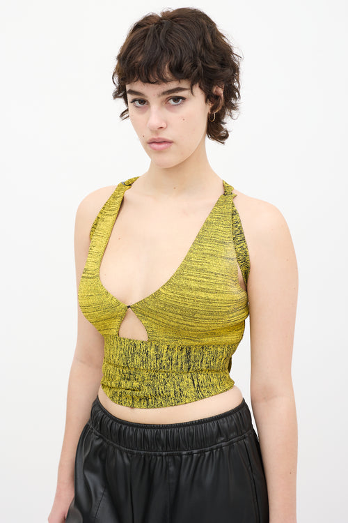 Proenza Schouler Yellow 
Black Heathered Criss Cross Top