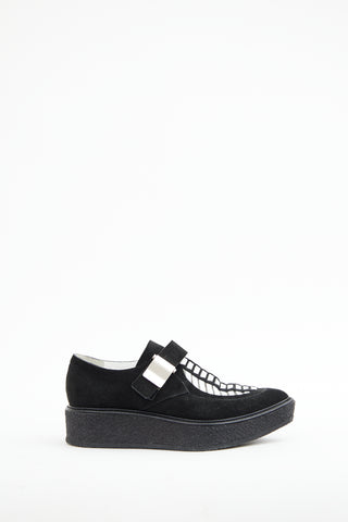 Proenza Schouler Black 
White Suede Creeper Loafer