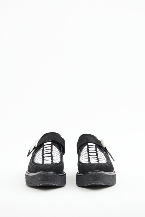 Proenza Schouler Black 
White Suede Creeper Loafer