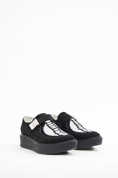 Proenza Schouler Black 
White Suede Creeper Loafer