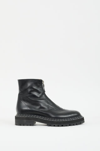 Proenza Schouler Black Leather Zip Boot