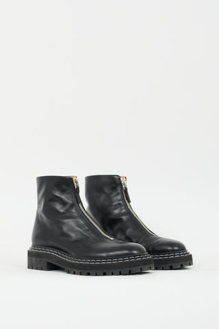 Proenza Schouler Black Leather Zip Boot