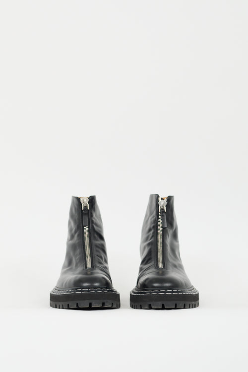 Proenza Schouler Black Leather Zip Boot