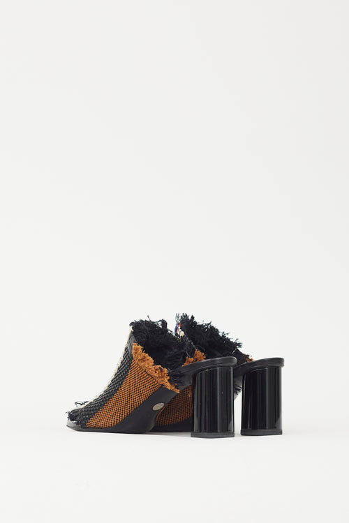 Proenza Schouler Black 
Multicolour Woven Fringe Block Heel