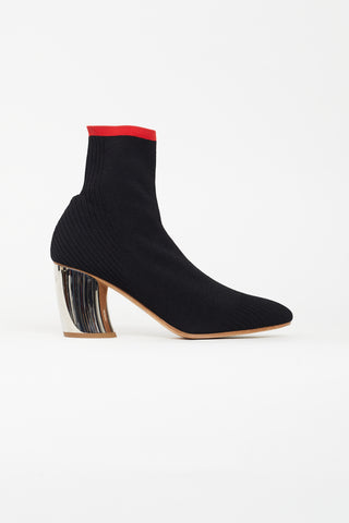 Proenza Schouler Black Sock Knit Heeled Boot