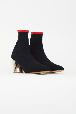 Proenza Schouler Black Sock Knit Heeled Boot